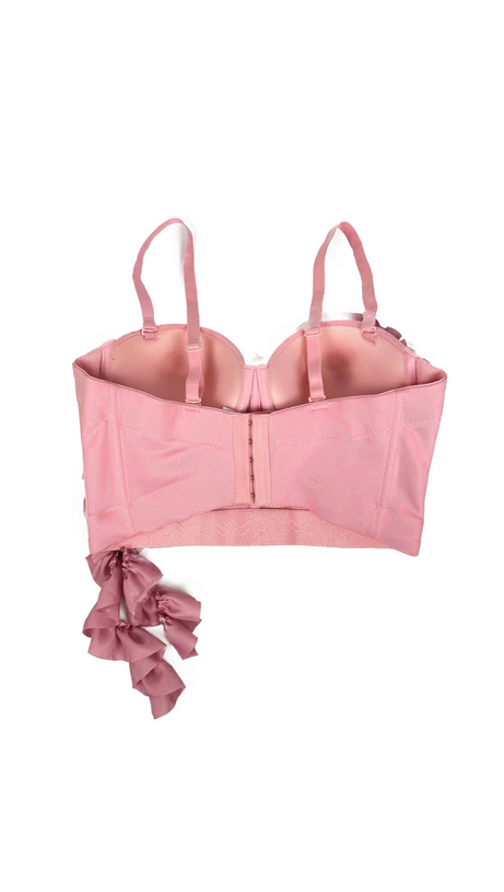 Blumenquaste Fischgrätenkorsett in Rosa