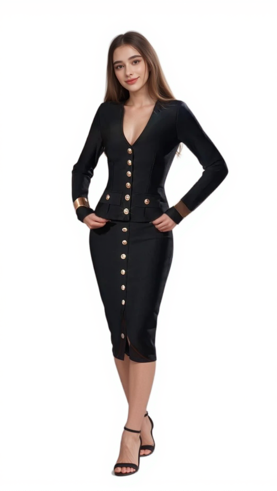 Completo monopetto a maniche lunghe Bonnie, colore nero