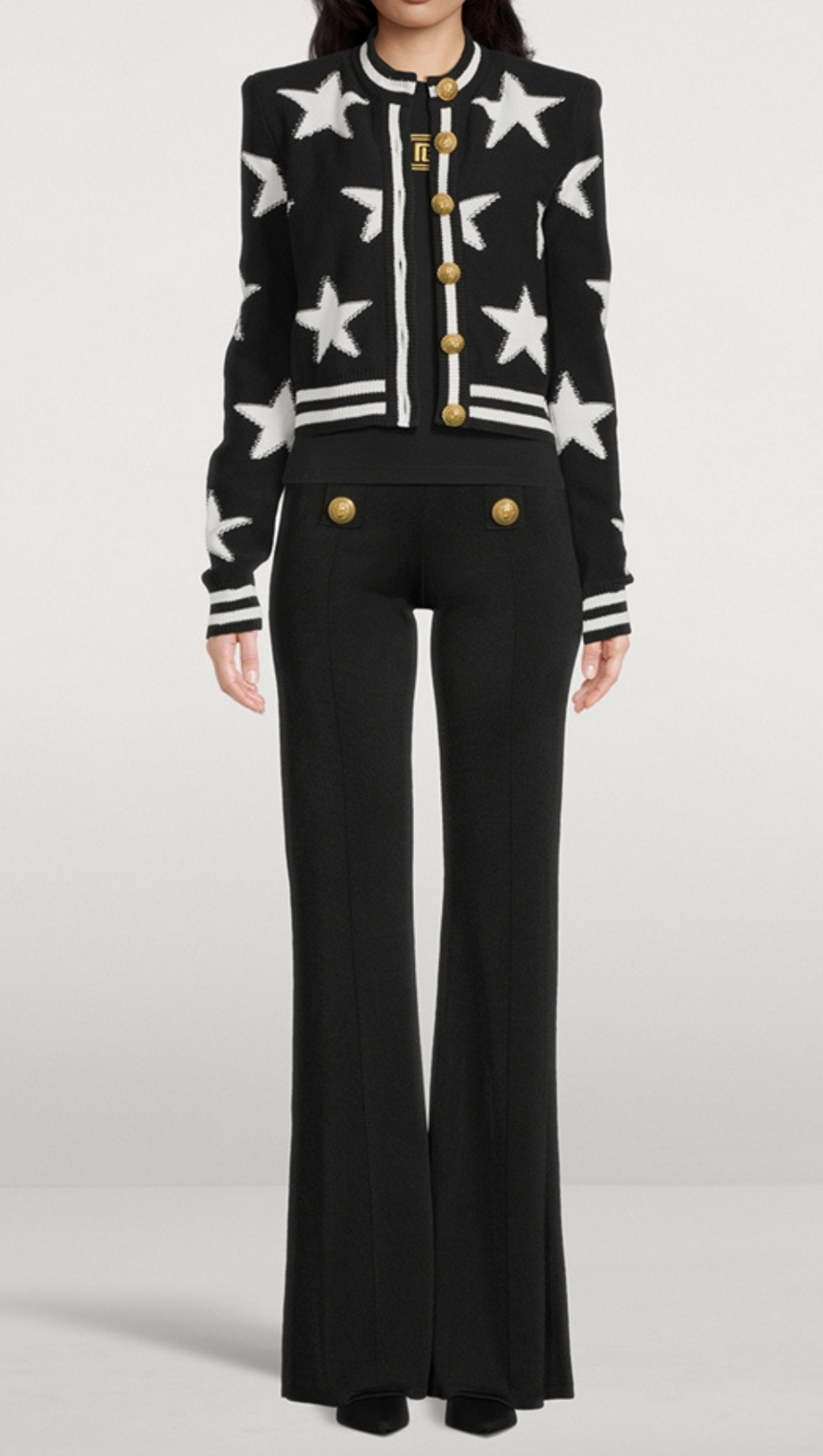 STAR JACQUARD BLACK CARDIGAN