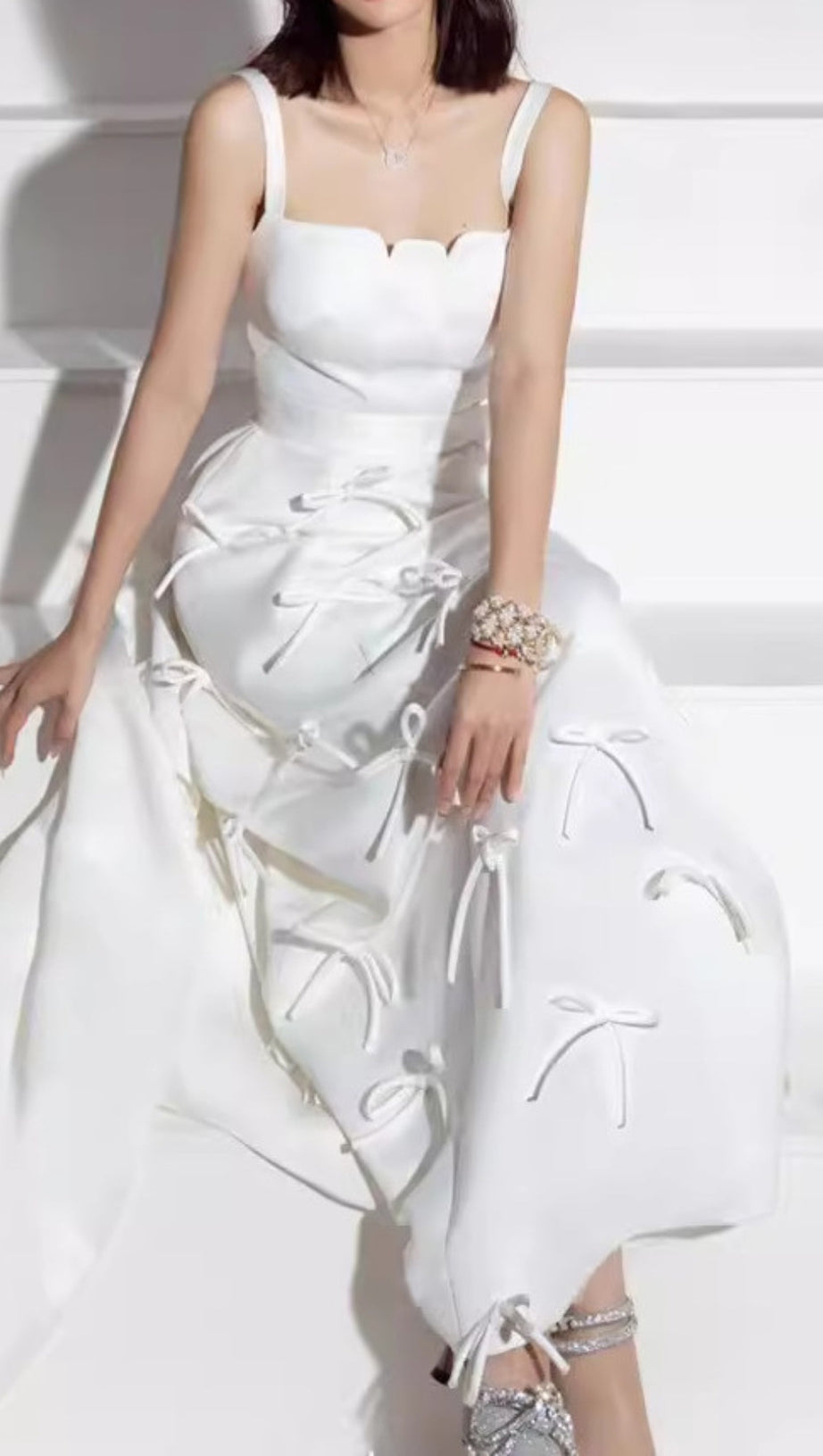 BOW EMBELLISHED MAXI DRESS