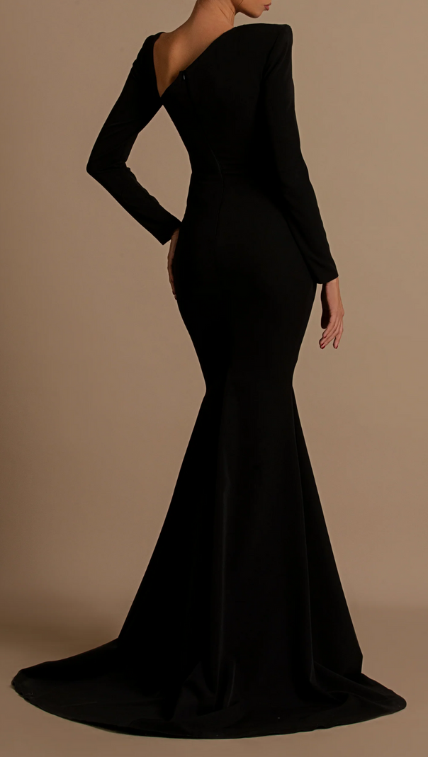 AIIZIE RHINESTONE EMBELLISHED FLOOR-LENGTH DRESS IN BLACK - product image