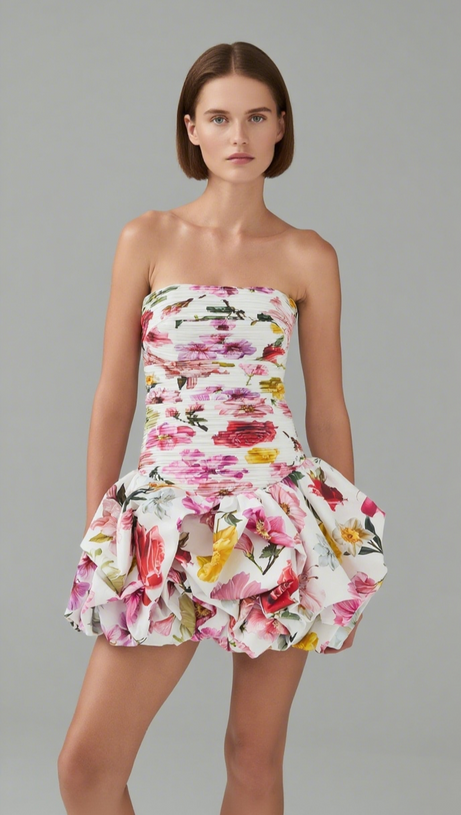 VIOLETTE BUBBLE HEM MINI DRESS