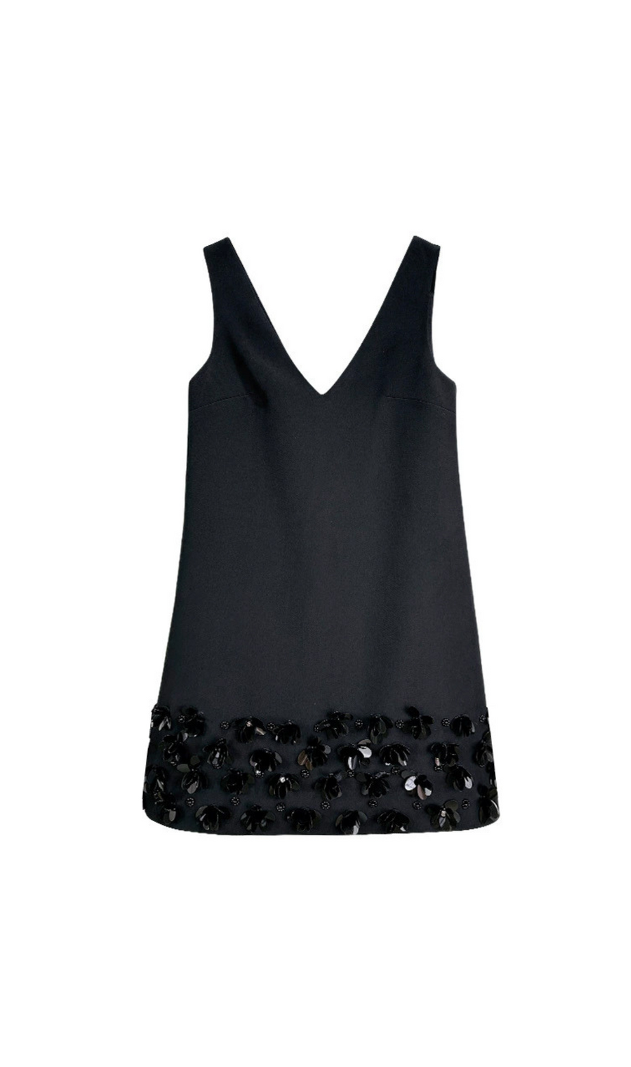 Minikleid aus Crêpe mit 3D-Pailletten in Schwarz