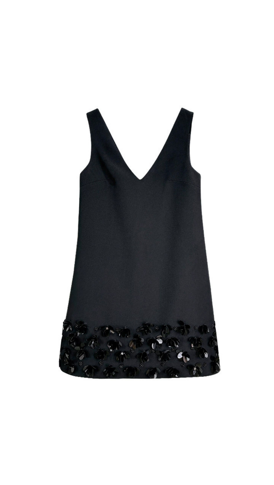 3D CREPE SEQUIN MINI DRESS IN BLACK