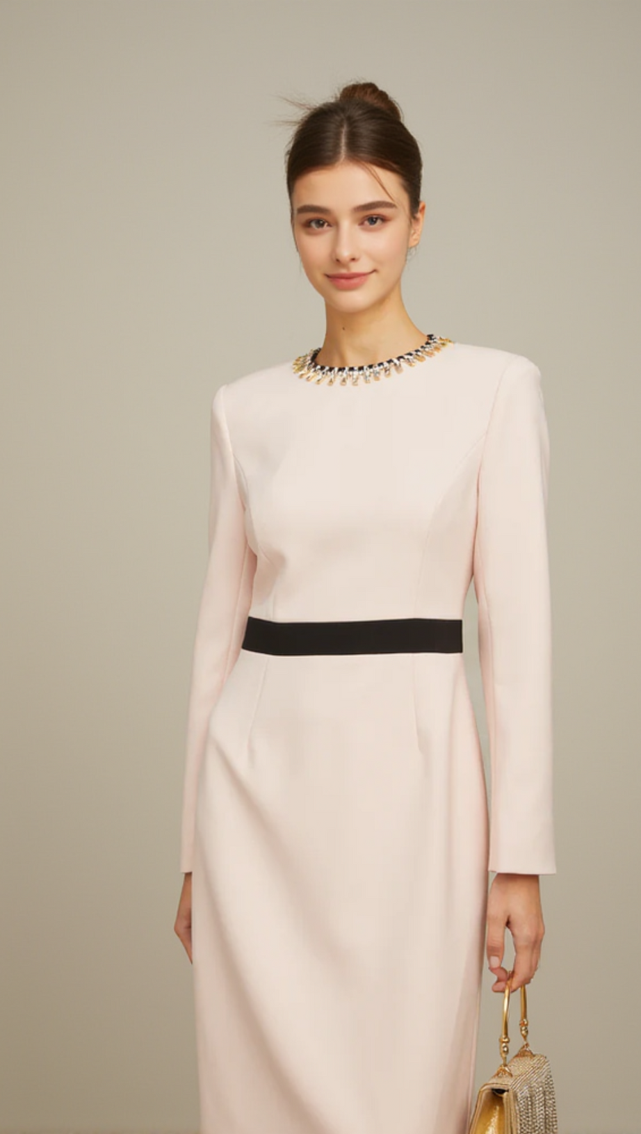 DIAMOND-EMBELLISHED SHEATH MAXI DRESS IN PINK