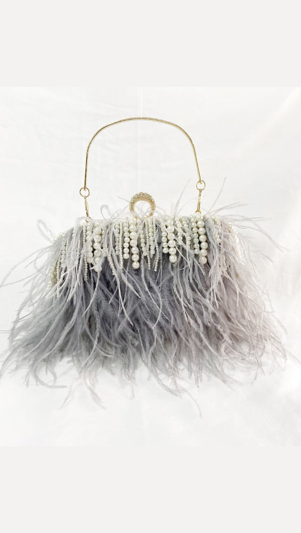 AIIZIE FEATHER PEARL CHAIN CLUTCH - product image