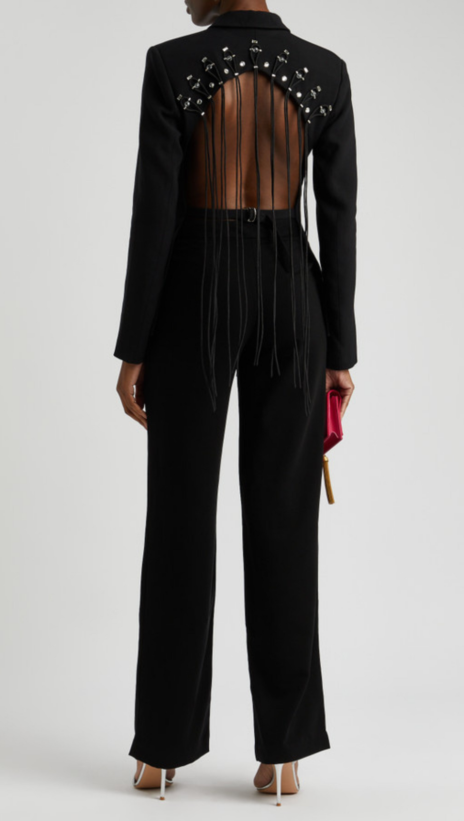 BLAZER VIENNA CON FRANGE CAVA SENZA SCHIENA IN NERO