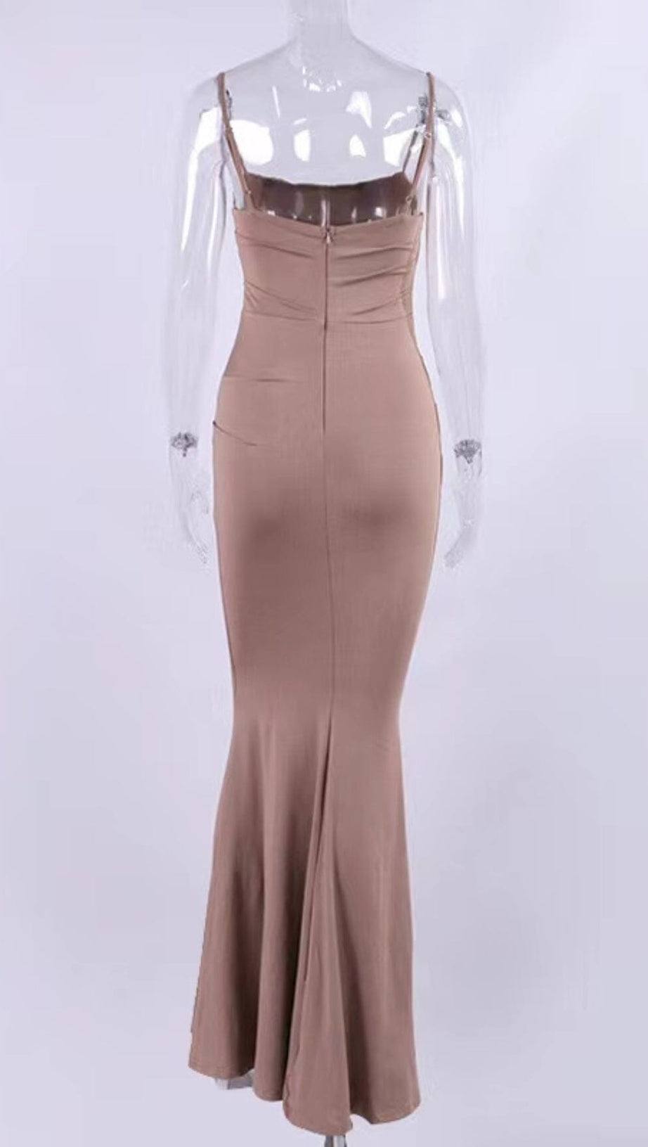 JERSEY CORSET MAXI DRESS IN ALMOND