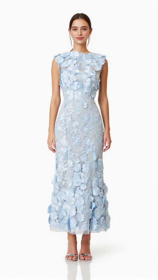 AIIZIE SELENE COCKTAIL MIDI DRESS IN BLUE - product image