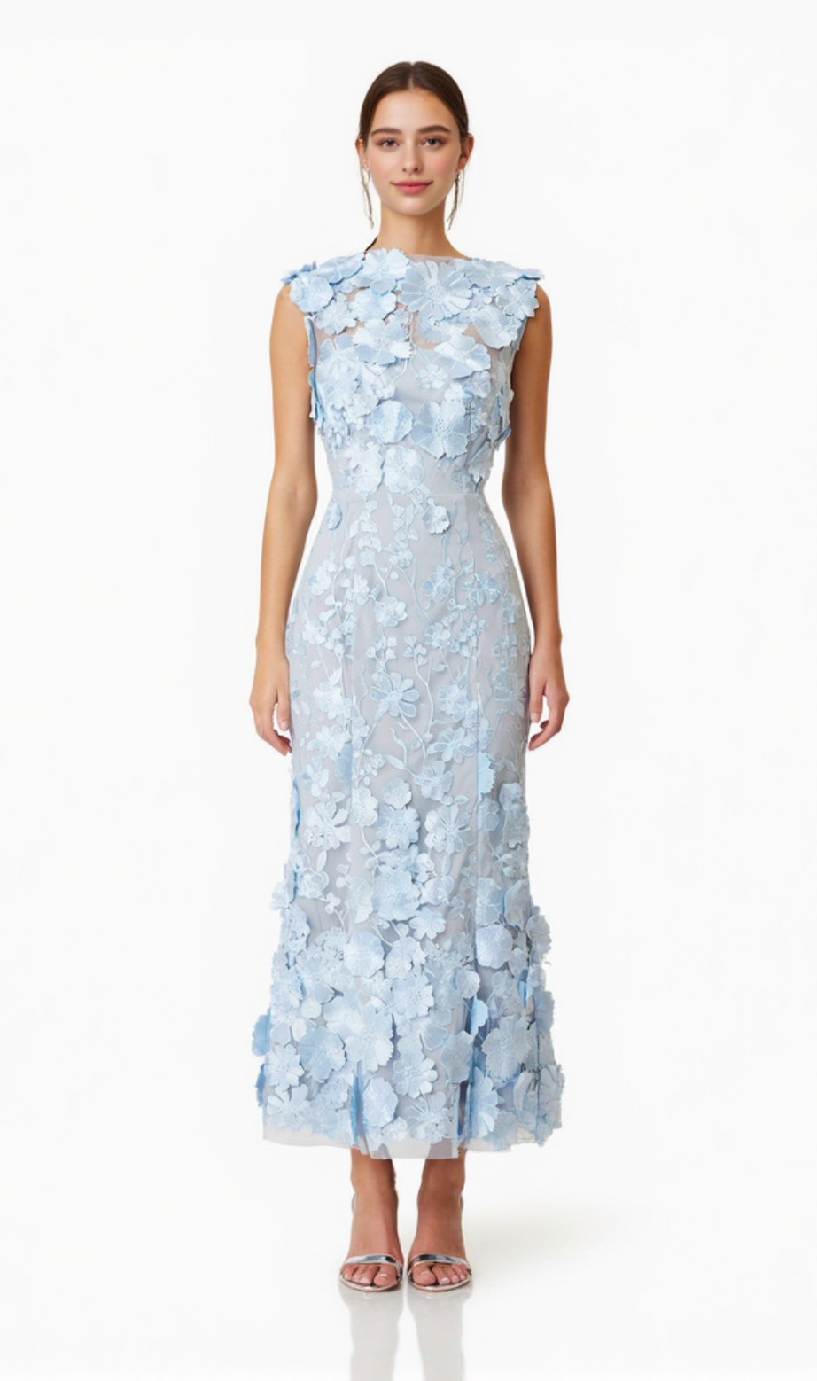 Selene Cocktail Midi Dress in Blue