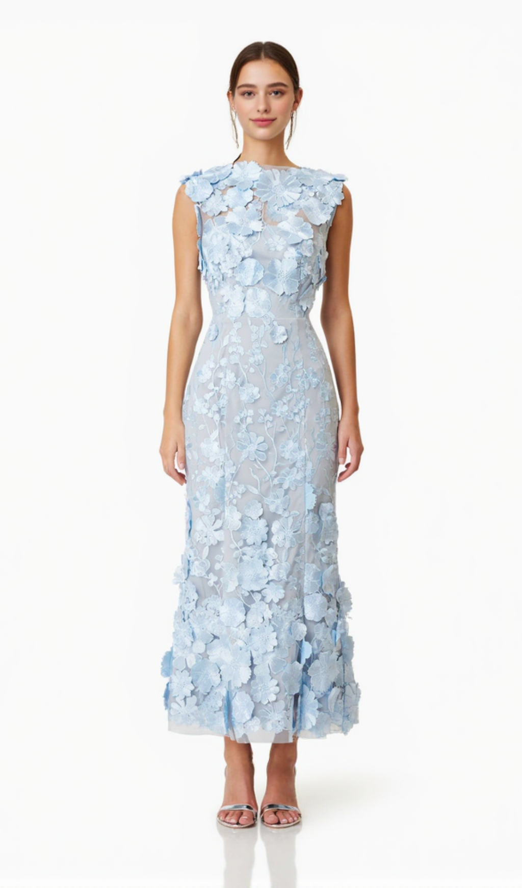 Selene Cocktail Midi Dress in Blue
