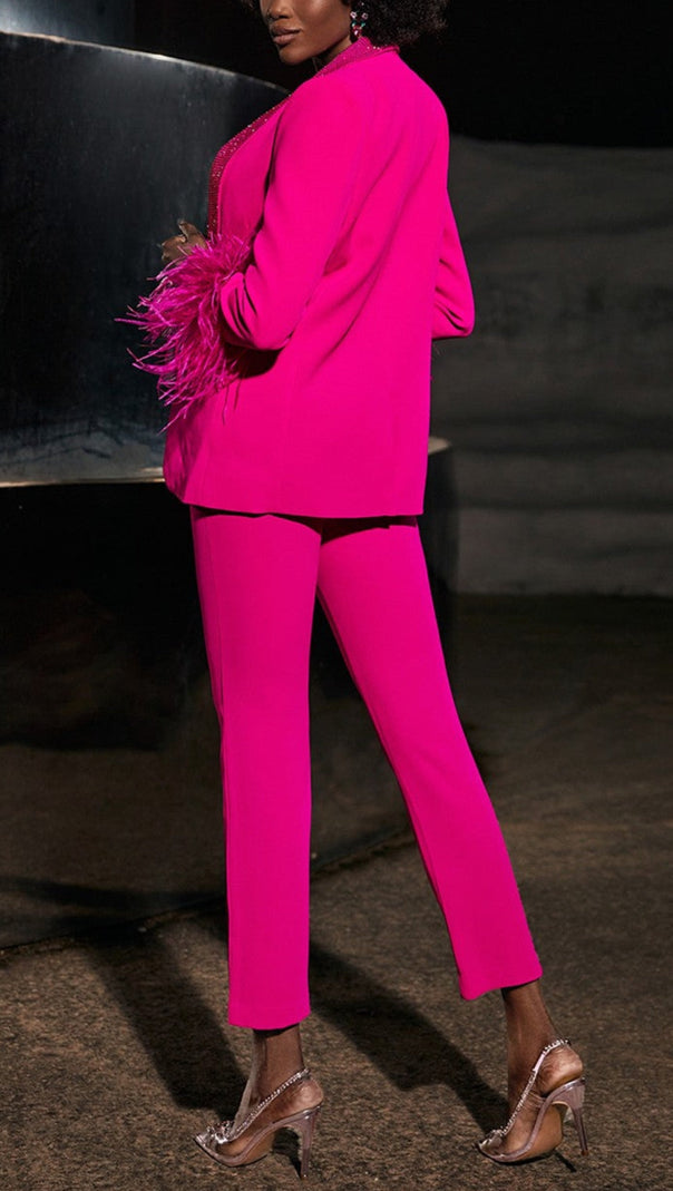 AIIZIE RHINESTONE FEATHER BLAZER IN PINK - product image