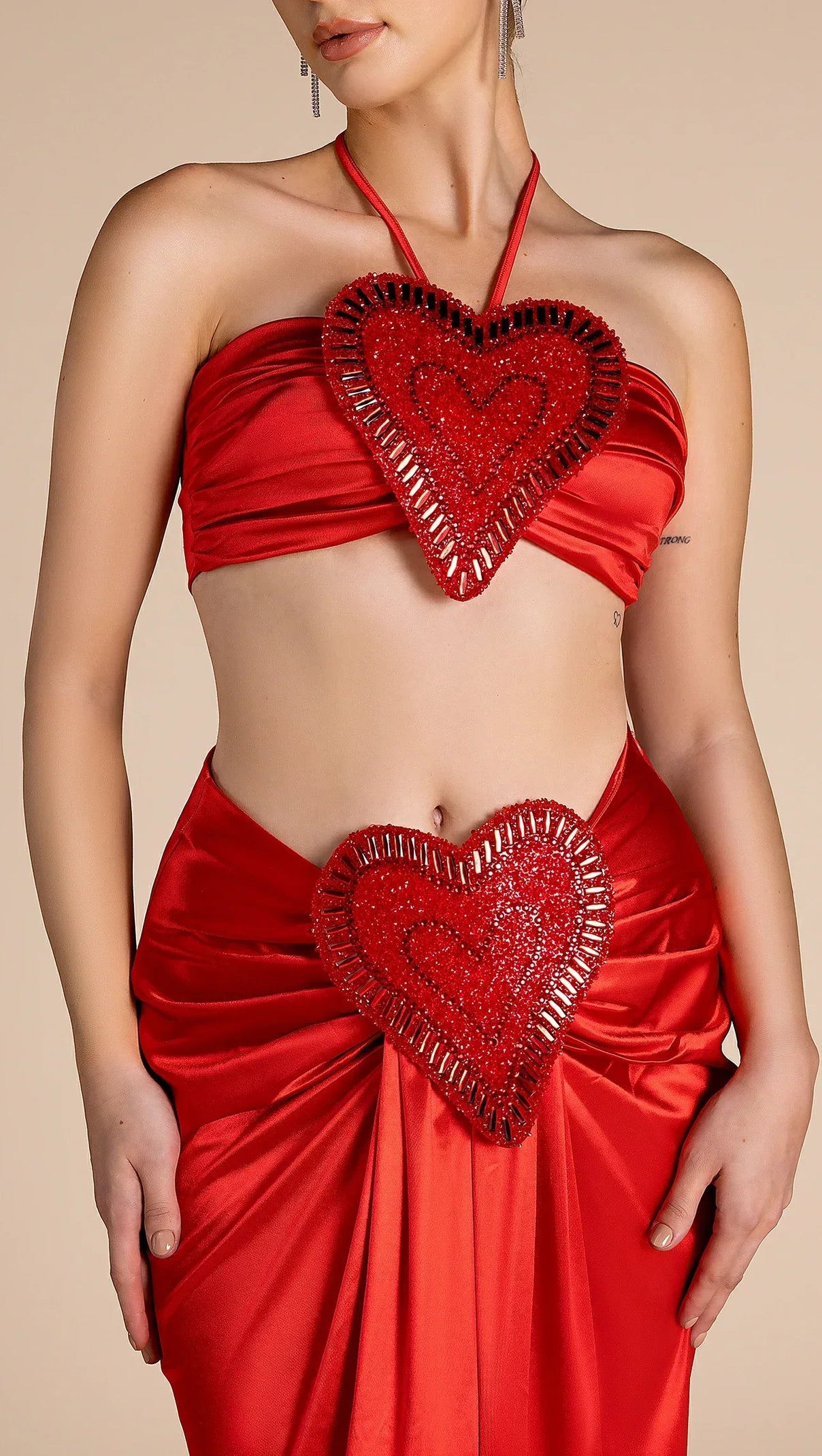 AIIZIE MESI HALTER NECK HEART EMBELLISHED 2 PIECE SET - product image