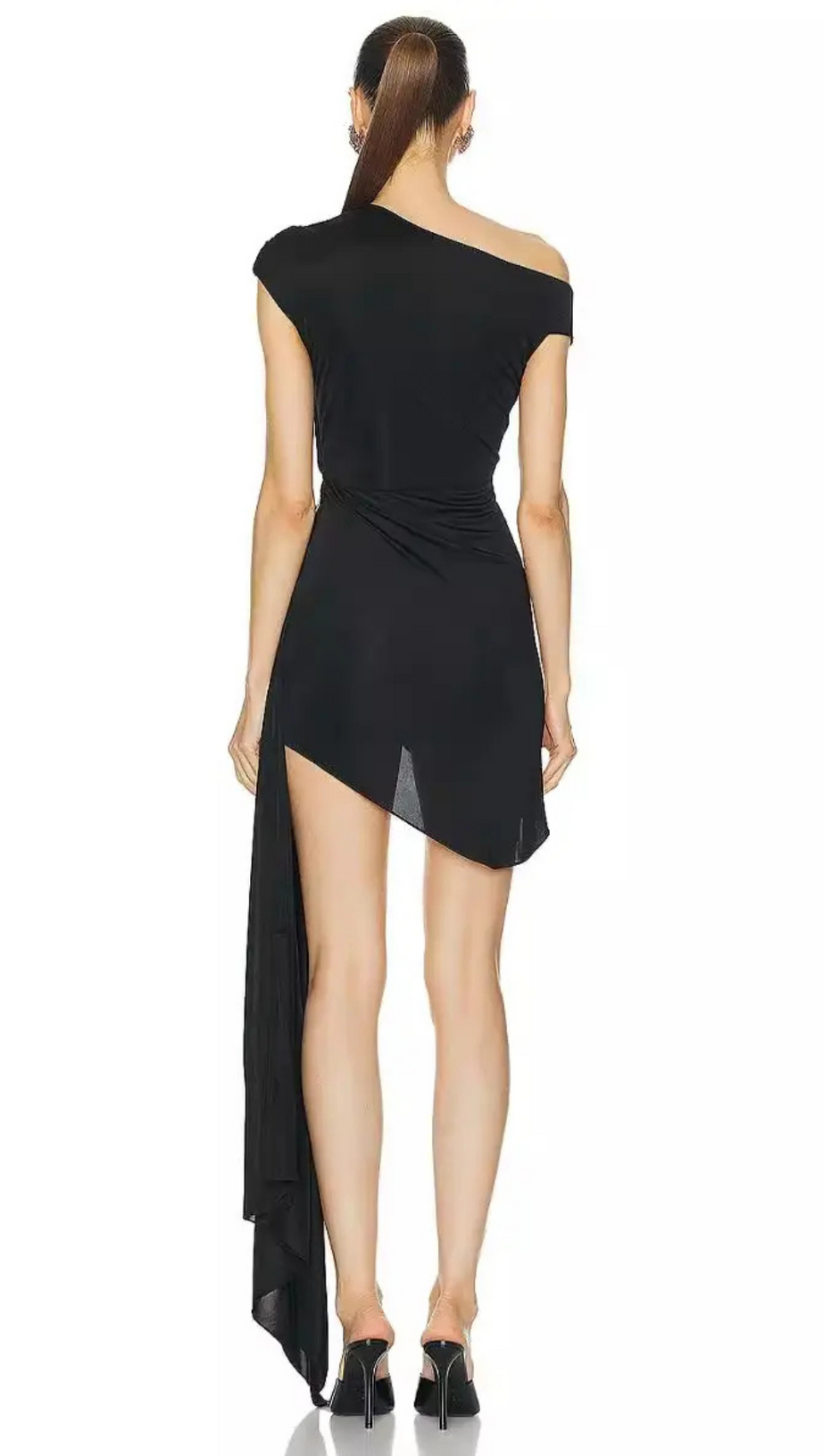 RUCHED FLOWER MINI DRESS