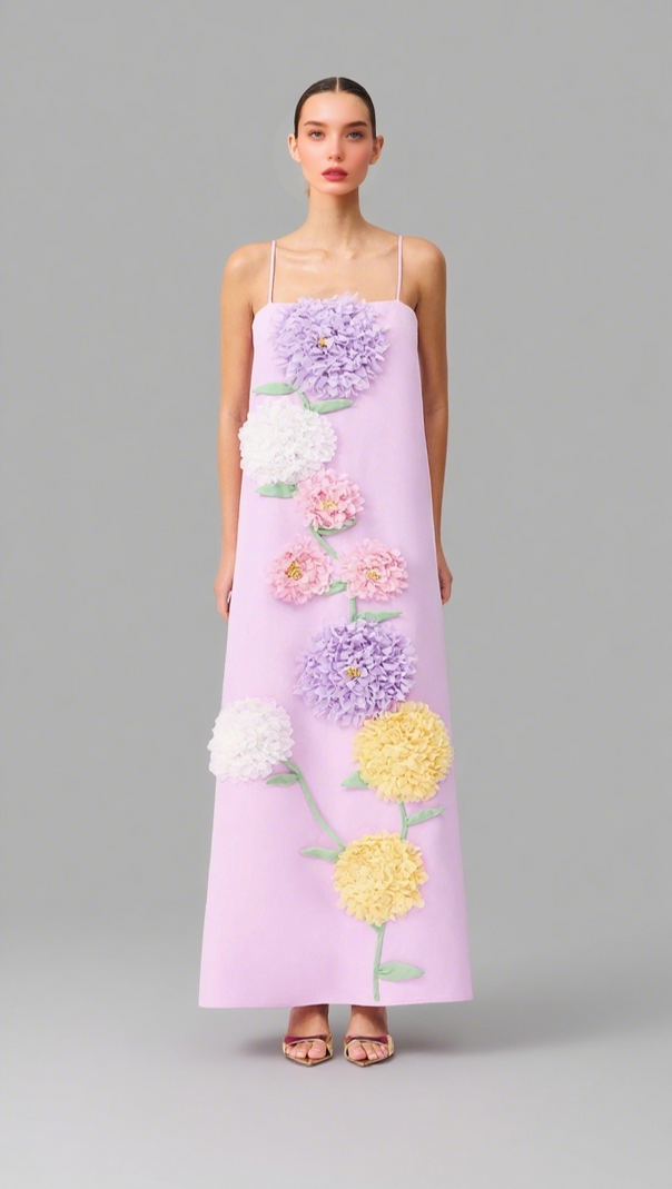 AIIZIE KRISTIN BUTTERCUP EMBROIDERED MAXI DRESS IN PURPLE - product image