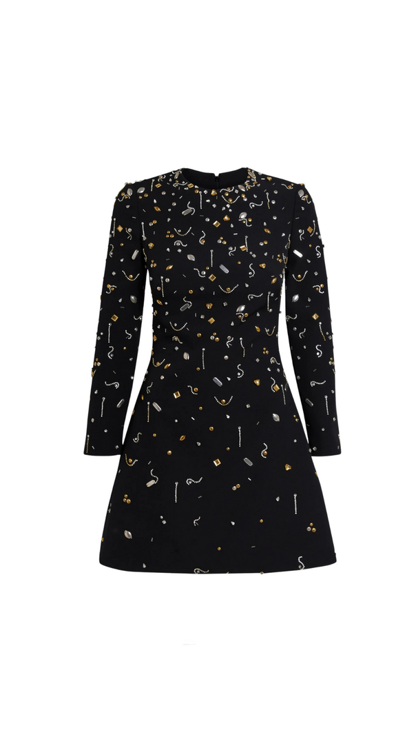 PAMARIA DIAMANTE EMBROIDERY MINI DRESS