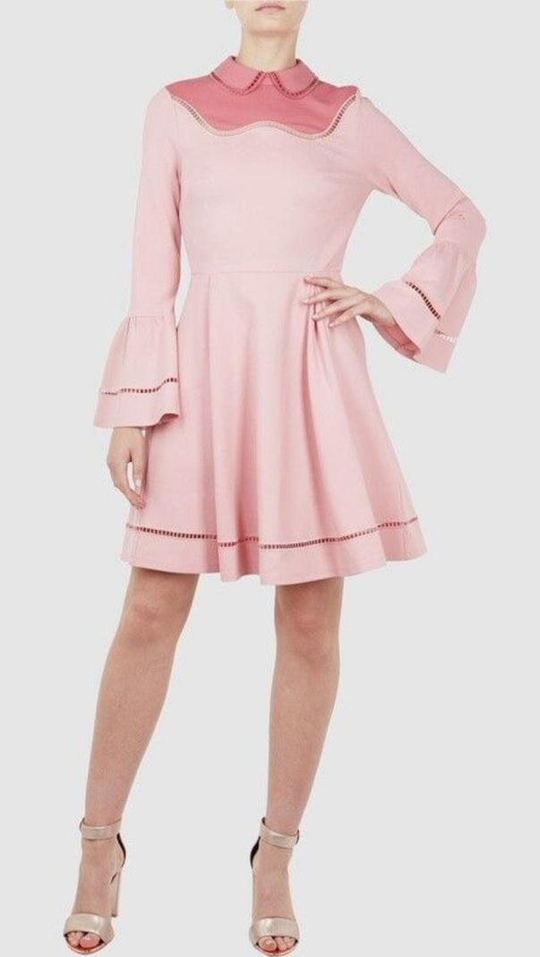 AIIZIE SKATER MINI DRESS IN PINK - product image