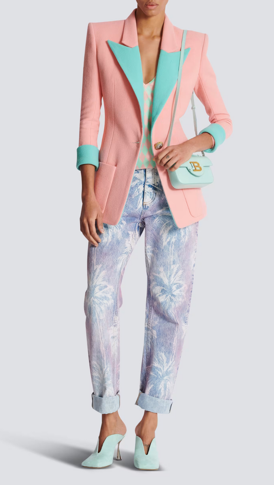 GIACCA BICOLORE IN CRÊPE DOPPIO A 1 BOTTONE