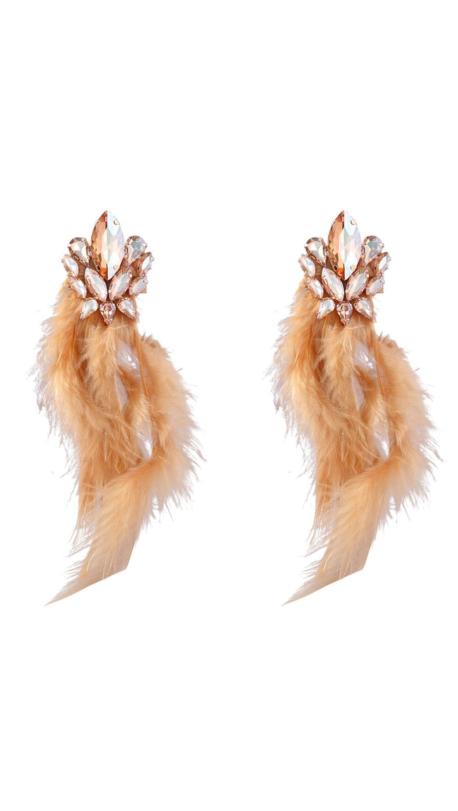 RHINESTONE FEATHER EARRINGS