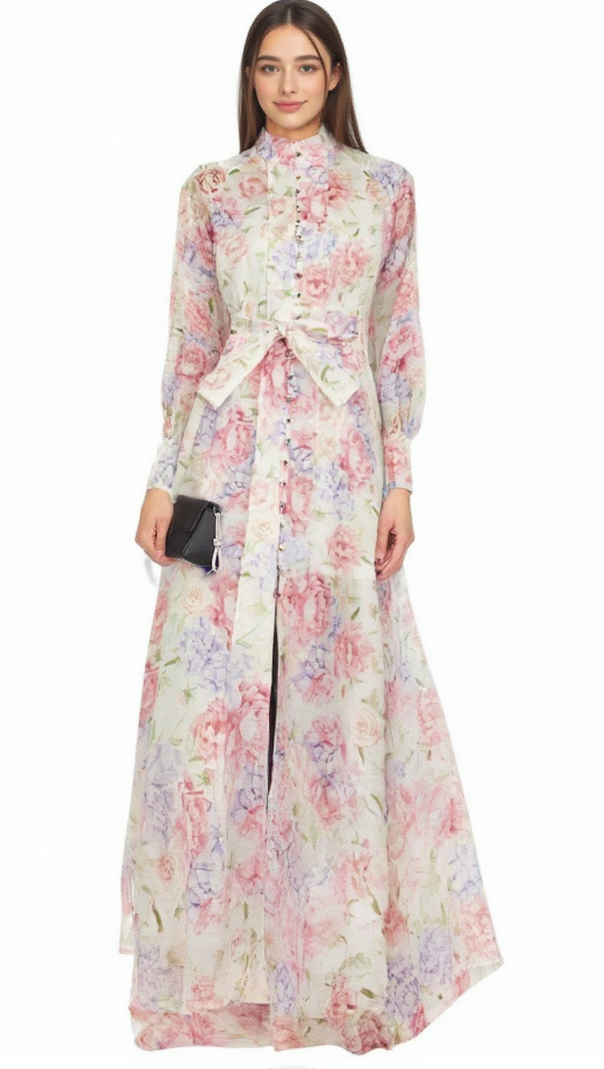 AIIZIE ÉLIANE FLORAL-PRINT FLARED MIDI DRESS - product image