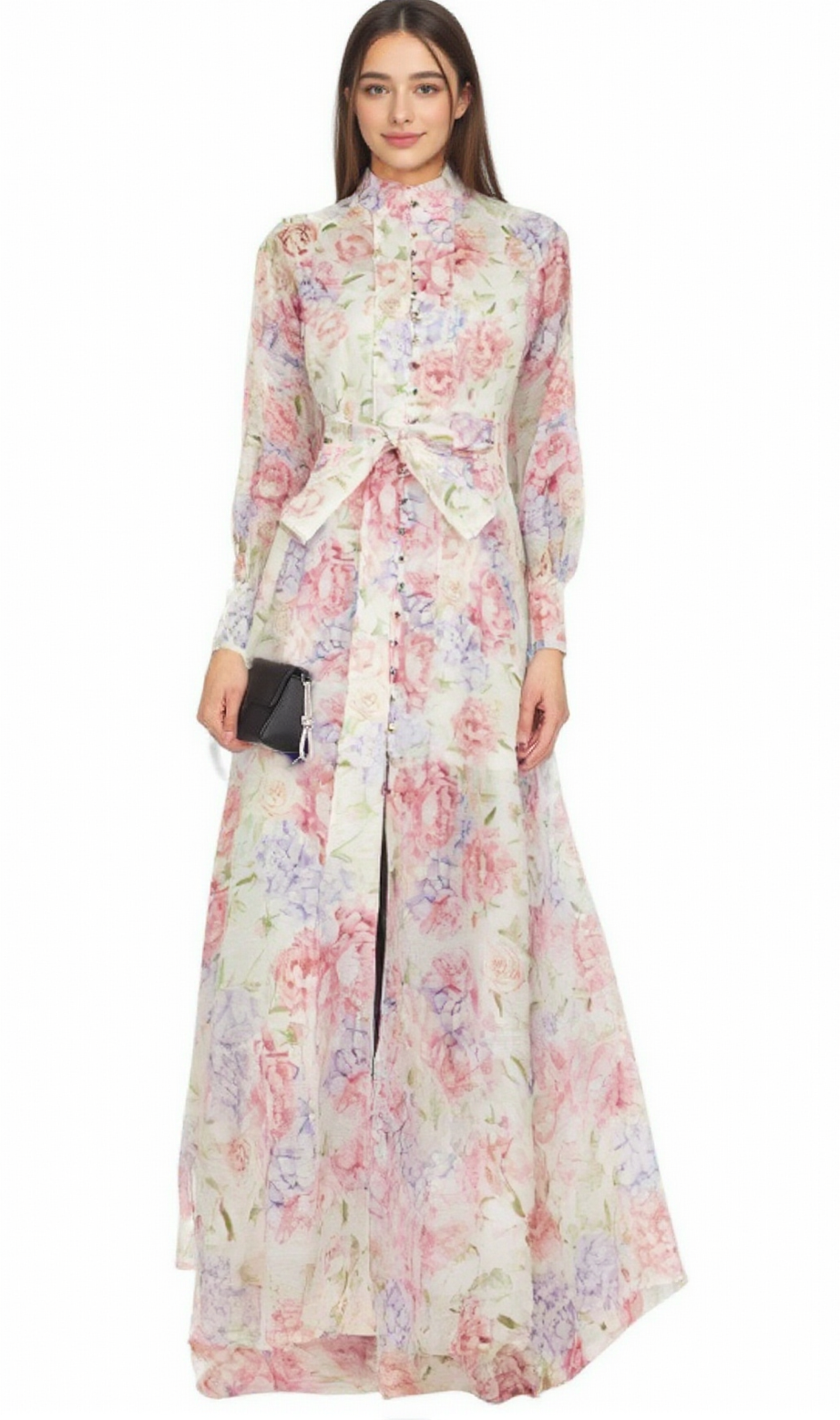 Ausgestelltes Midikleid Éliane mit Blumendruck 