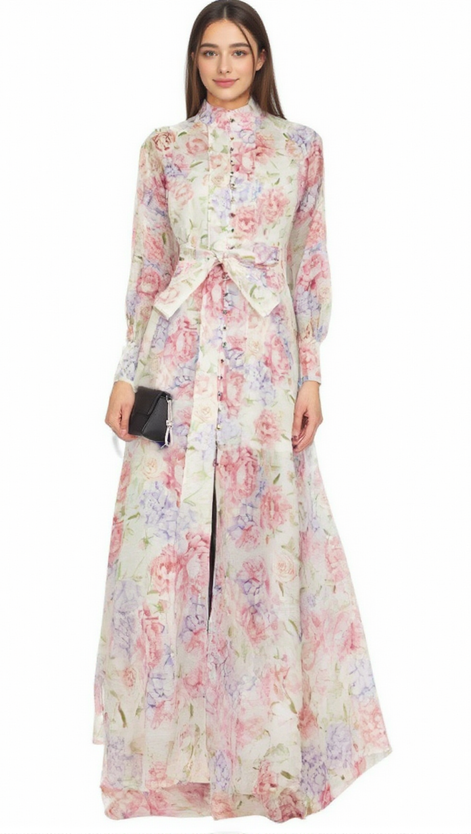 ÉLIANE FLORAL-PRINT FLARED MIDI DRESS