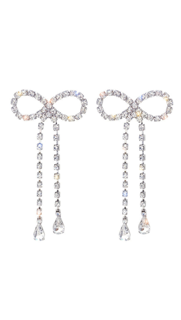 AIIZIE RHINESTONE BOW CHAIN EARRINGS - product image