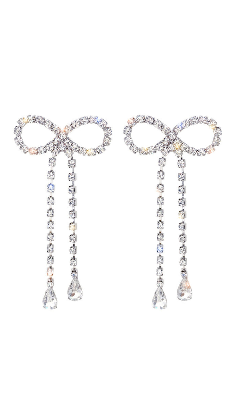 RHINESTONE BOW CHAIN EARRINGS