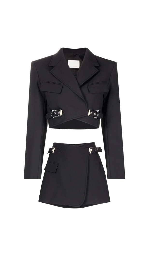 AIIZIE JAYLA CROPPED CUTOUT BLAZER IN BLACK - product image