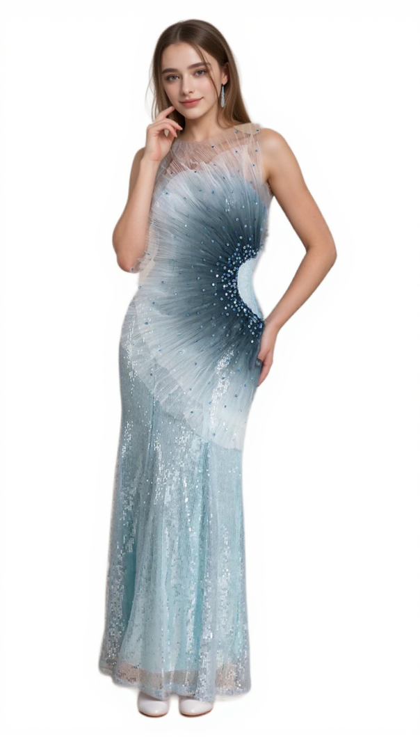 AIIZIE ALYSSA SAMIRA GRADIENT EMBELLISHED MERMAID MAXI DRESS - product image