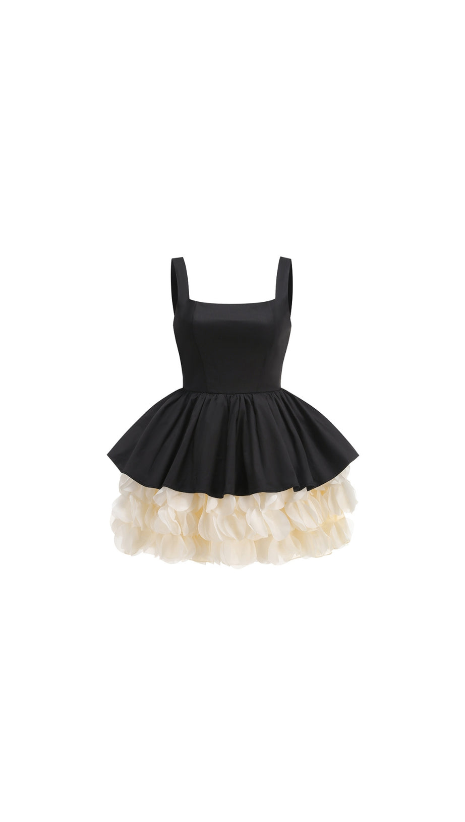 BLACK MINI DRESS PUFFY SKIRT