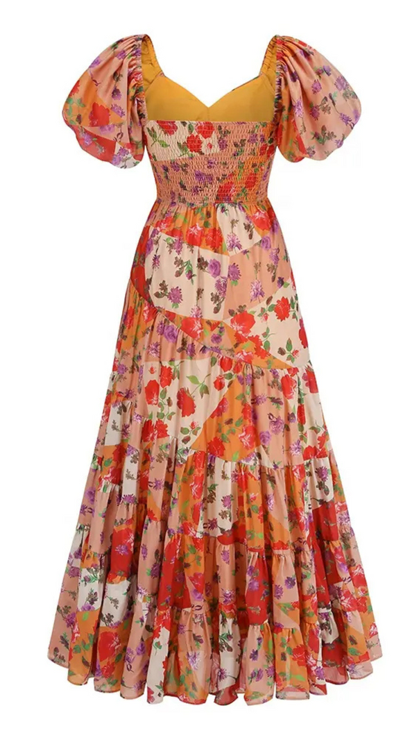 AIIZIE PUFF SLEEVE FLORAL PRINTED MAXI DRESS - product image