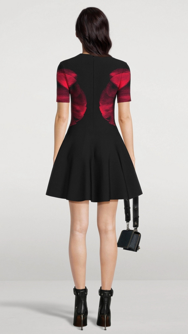 Jacquard-Strick-Minikleid in Schwarz