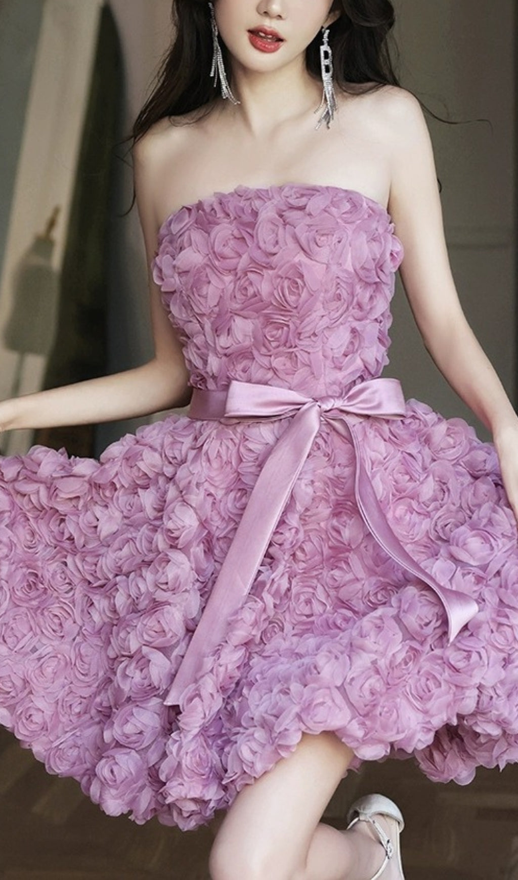 AIIZIE ROSE FLOWER STRAPLESS MINI DRESS - product image