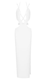 Backless Cut Out Rhinestone Dress - Ulian