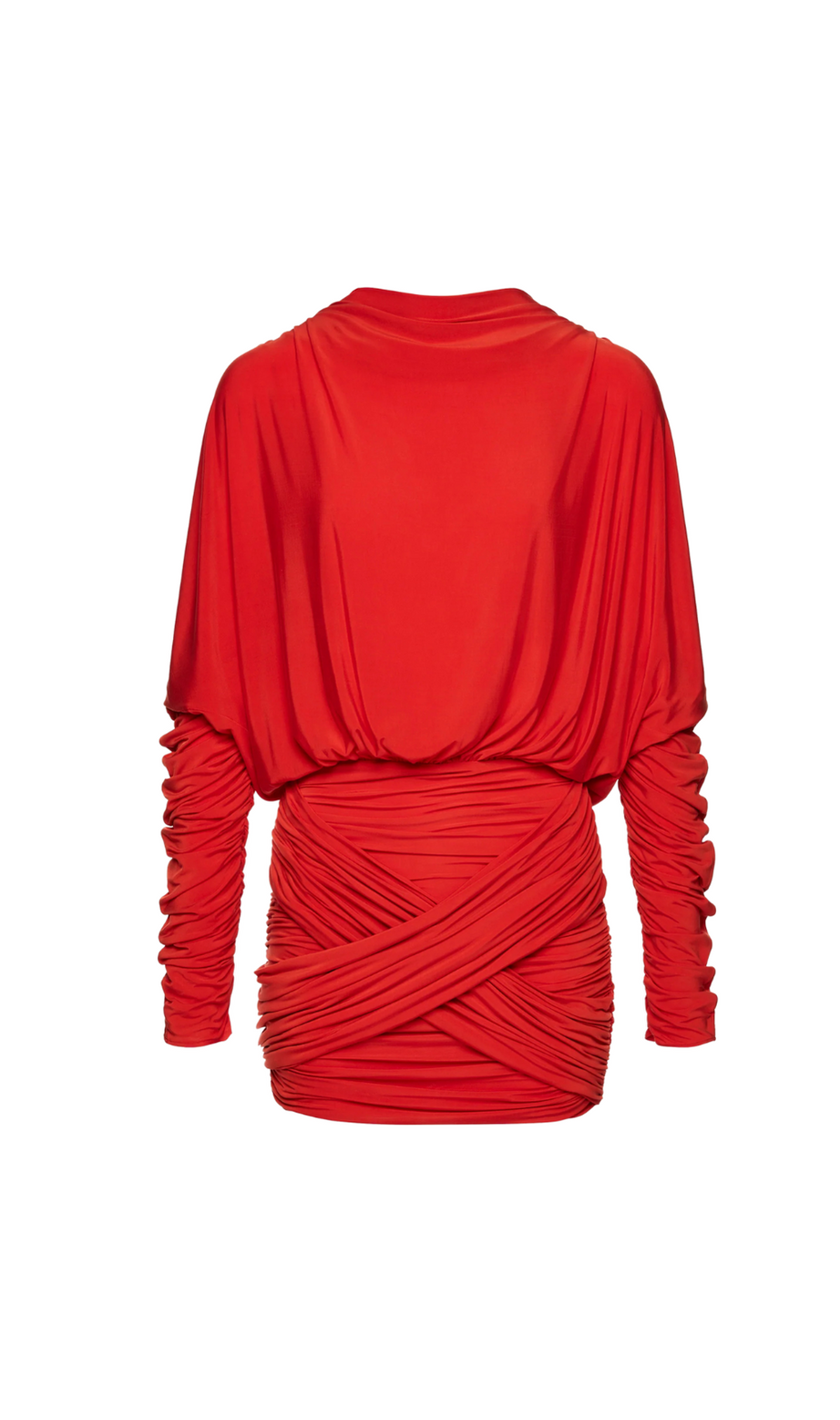 Miniabito in jersey a maniche lunghe rosso