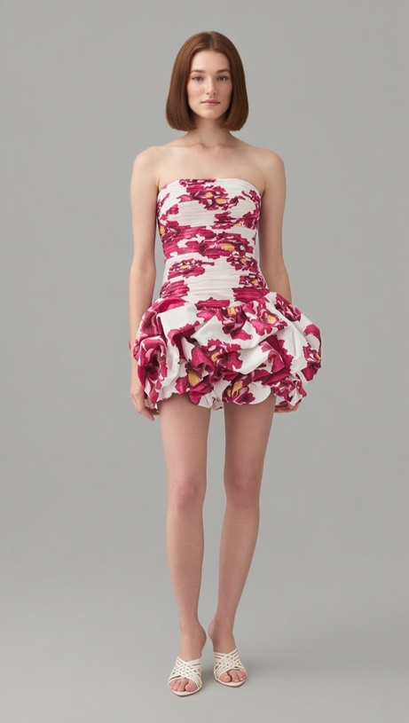 VIOLETTE BUBBLE HEM MINI DRESS