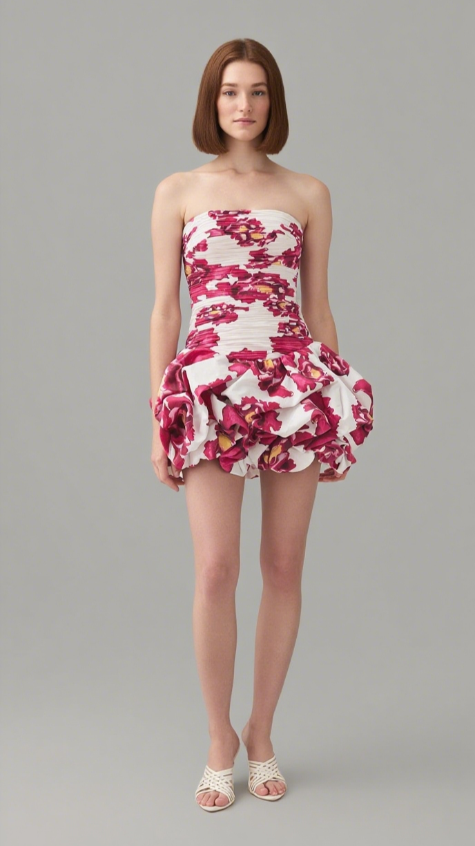 VIOLETTE BUBBLE HEM MINI DRESS