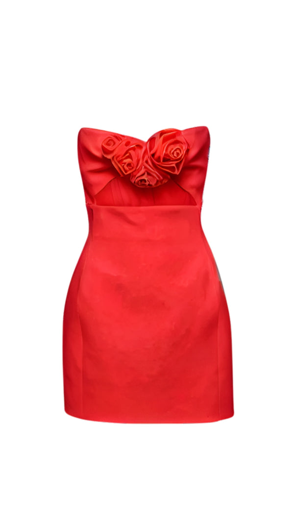 AIIZIE RED STRAPLESS CUTOUT MINI DRESS - product image