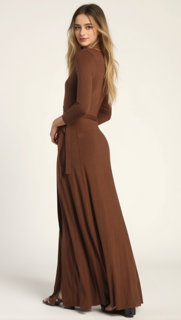 AIIZIE GARDEN DISTRICT NAVY BLUE WRAP SHOP MAXI DRESS - product image