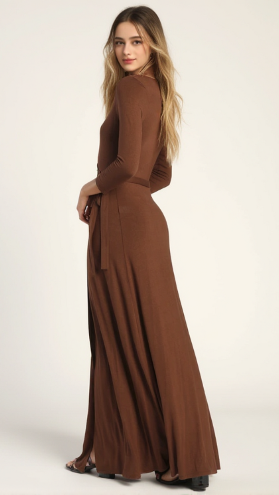 GARDEN DISTRICT NAVY BLUE WRAP SHOP MAXI DRESS