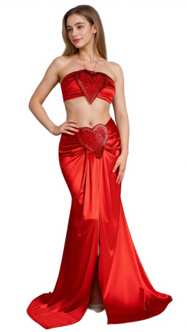 AIIZIE ANTONIA MESI HALTER NECK HEART EMBELLISHED 2 PIECE SET - product image