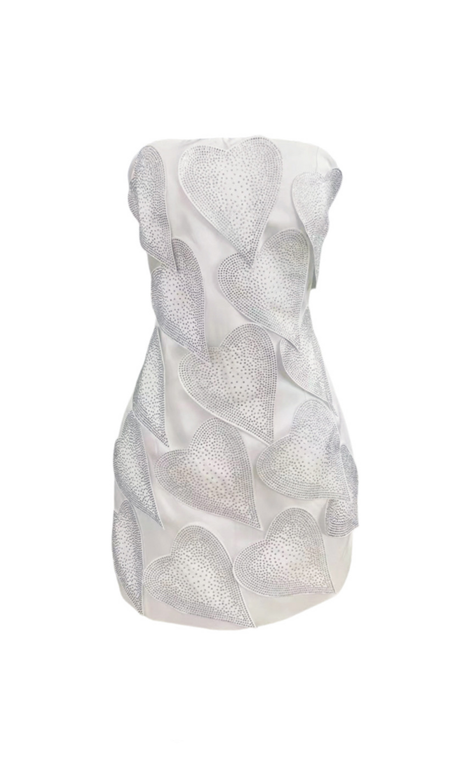 mini abito bianco decorato con foglie di cristallo