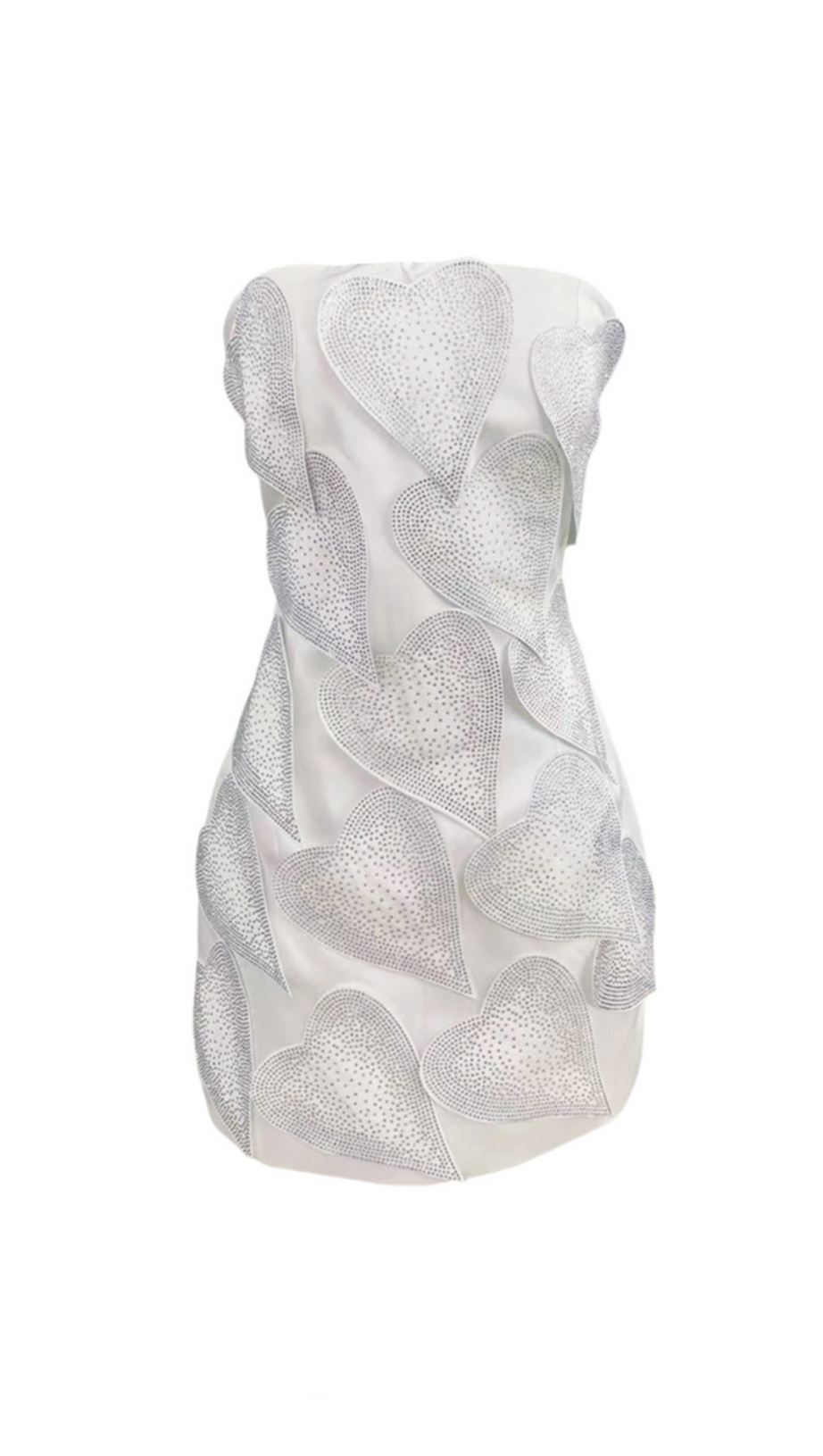 mini abito bianco decorato con foglie di cristallo