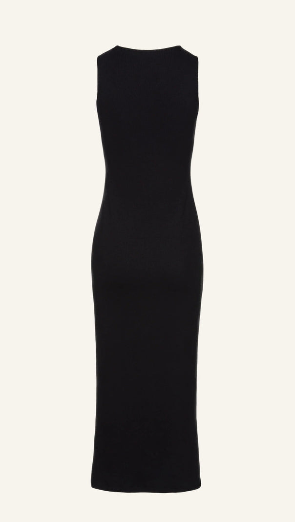 AIIZIE CAROL BLACK CROCHET BRA COTTON TANK MIDI DRESS - product image