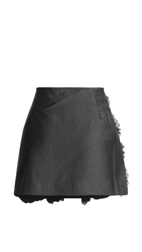 ANCHALEE SCHWARZER MINIROCK MIT BLUMEN