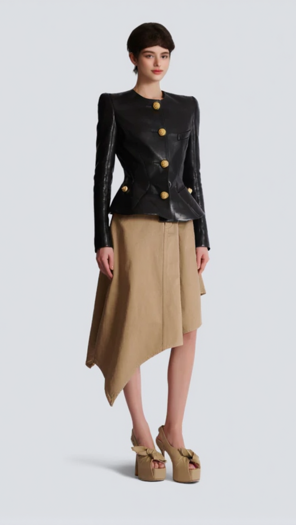 AIIZIE LAMBSKIN LEATHER PEPLUM JACKET - product image