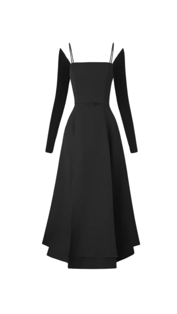 AIIZIE PHANTOM FRINGED MIDI DRESS IN BLACK - product image