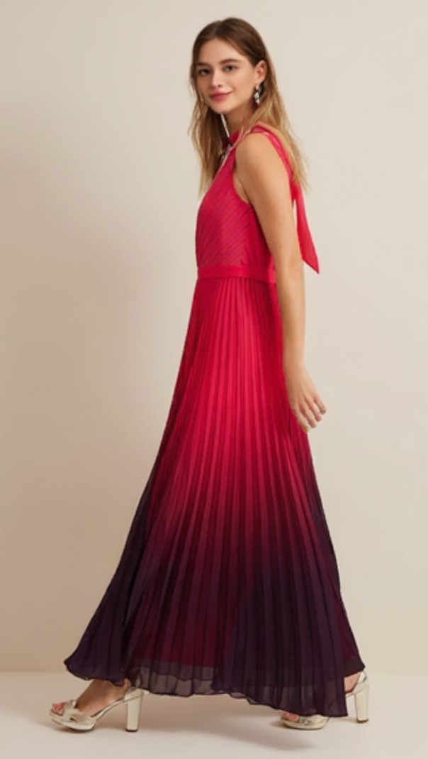 AIIZIE OMBRE PLEATED DRAPED MAXI DRESS - product image