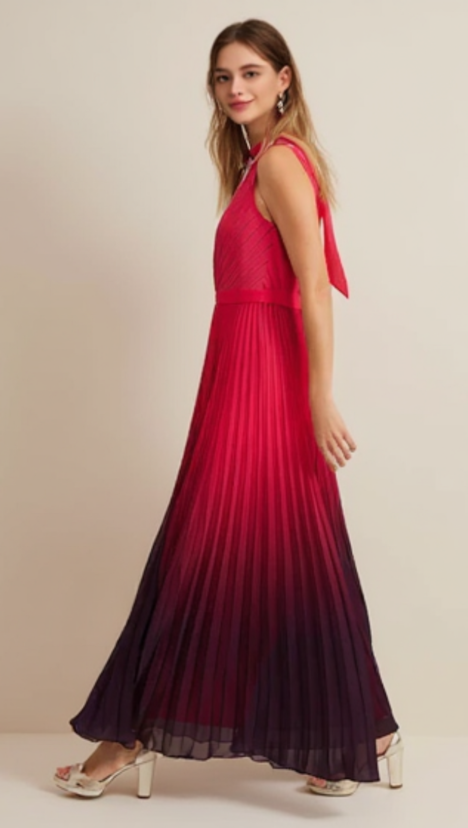 OMBRE PLEATED DRAPED MAXI DRESS